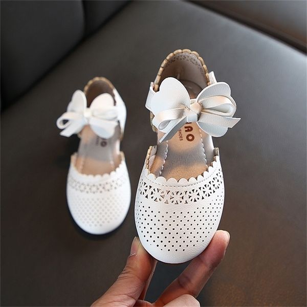 Girls Princess Bow-knot Sweet Fashion Kids Flats For Toddlers Big Girl Children Wedding Party Shoes Soft Leather Sneakers Y201028