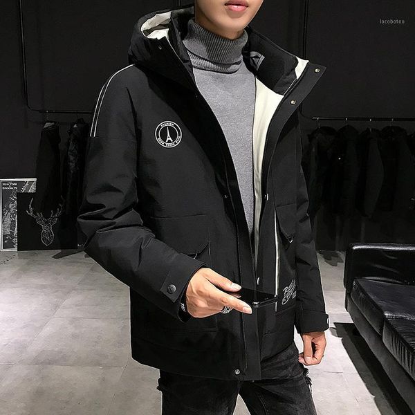 men's down & parkas winter thickened warm jacket men's short fashion hooded coat white duck jacket1, Black
men's down & parkas winter thickened warm jacket men's short fashion hooded coat white duck jacket1, Black
