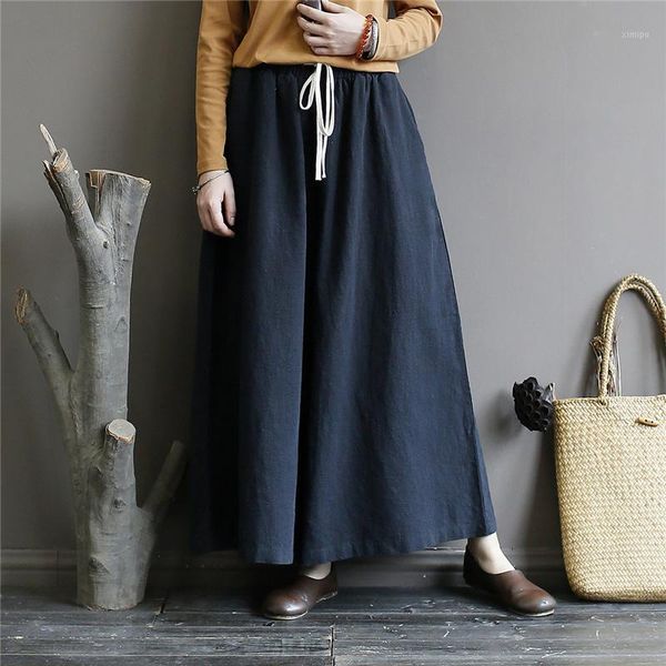 johnature women wide leg pants elastic waist 2020 autumn new linen solid color trouser loose vintage casual women long pants1, Black;white
johnature women wide leg pants elastic waist 2020 autumn new linen solid color trouser loose vintage casual women long pants1, Black;white