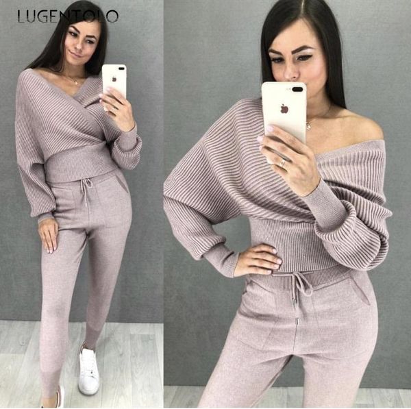 lugentolo 2 piece women outfits knitted solid color v-neck long sleeve fashion womens tracksuit set pullover drawstring, Gray
lugentolo 2 piece women outfits knitted solid color v-neck long sleeve fashion womens tracksuit set pullover drawstring, Gray