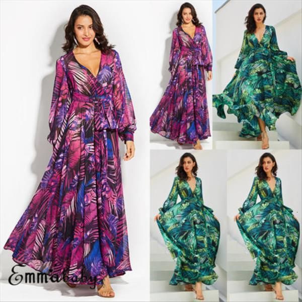 womens dress new floral printed boho long sleeve chffion long maxi dress summer beach plus size holiday green dresses 2021, Black;gray
womens dress new floral printed boho long sleeve chffion long maxi dress summer beach plus size holiday green dresses 2021, Black;gray