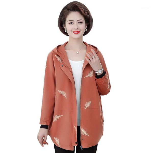 plus size 3xl4xl5xl women trench coat new spring autumn coat printed hooded outerwear loose female windbreaker middle-aged 1, Tan;black