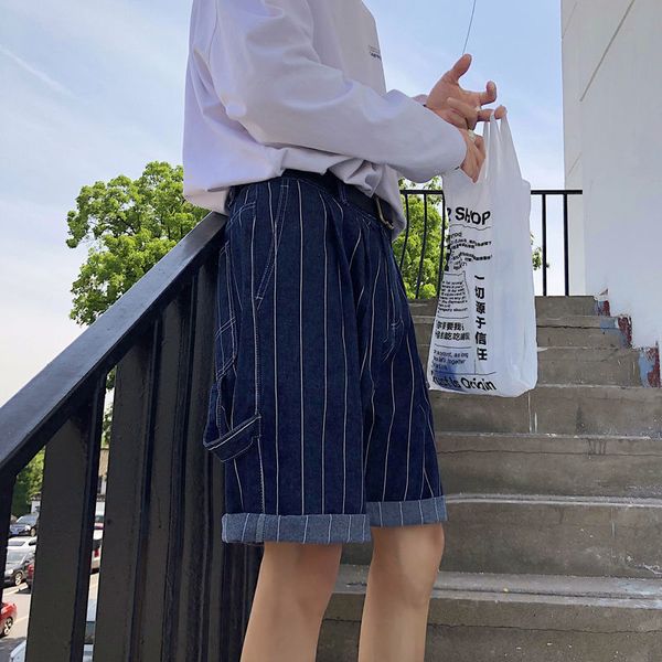 men's shorts 2020 spring and summer new loose stripes japanese denim shorts young personality fashion trend men's clothing t200422, White;black
men's shorts 2020 spring and summer new loose stripes japanese denim shorts young personality fashion trend men's clothing t200422, White;black