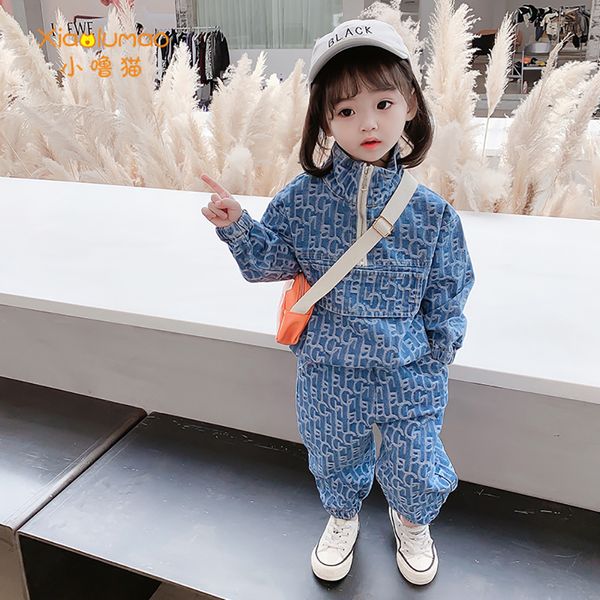 kids clothes girls 2pcs jeans suit fashion half zipper&packet blue letter print baby set long sleeve children's costumes 3 to 8x1019, White
kids clothes girls 2pcs jeans suit fashion half zipper&packet blue letter print baby set long sleeve children's costumes 3 to 8x1019, White