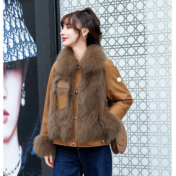 women winter jacket genuine sheepskin leather jacket with natural fur coats female genuine leather outwear1, Black
women winter jacket genuine sheepskin leather jacket with natural fur coats female genuine leather outwear1, Black