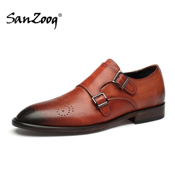 brown double monk strap shoes men brogues genuine leather pointed toe formal dress shoes brogue scarpe uomo eleganti gents, Black
brown double monk strap shoes men brogues genuine leather pointed toe formal dress shoes brogue scarpe uomo eleganti gents, Black