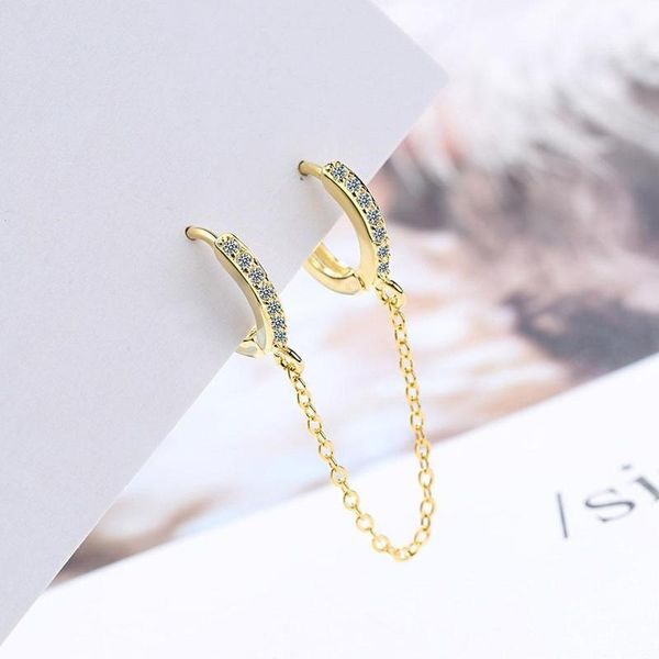 Fashion Double Piercing Mini Small Hoop Crystal 2 Hole Earring For Women Multicolor Tassel Chain Round Earrings jewelry1, Golden;silver
Fashion Double Piercing Mini Small Hoop Crystal 2 Hole Earring For Women Multicolor Tassel Chain Round Earrings jewelry1, Golden;silver