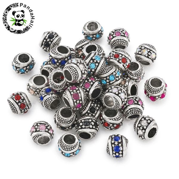 50pcs rondelle large hole beads alloy rhinestone european beads for jewelry bracelet making diy mixed color 11x10mm hole: 5mm 200930, Black 
50pcs rondelle large hole beads alloy rhinestone european beads for jewelry bracelet making diy mixed color 11x10mm hole: 5mm 200930, Black