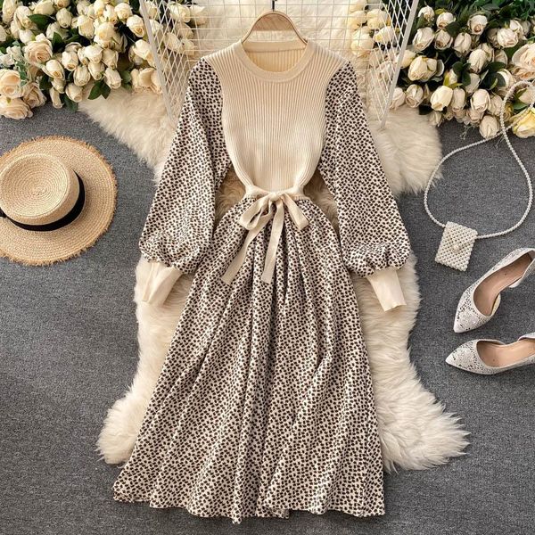 women korean print dress o neck lantern sleeve a line dress autumn casual elegant knitted patchwork 2021, Black;gray
women korean print dress o neck lantern sleeve a line dress autumn casual elegant knitted patchwork 2021, Black;gray