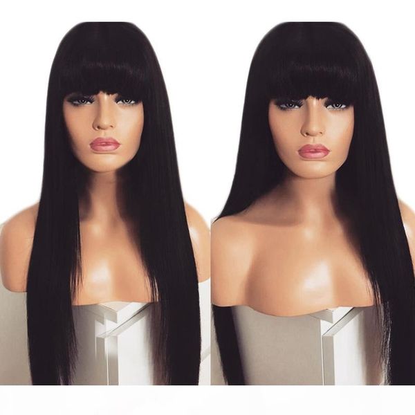 fashion black wig long straight hair lace wigs glueless heat resistant synthetic lace front wig with bangs for women 
fashion black wig long straight hair lace wigs glueless heat resistant synthetic lace front wig with bangs for women