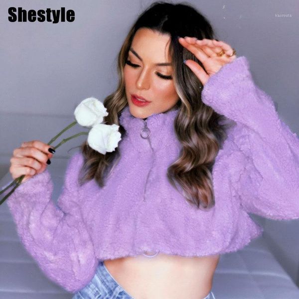 shestyle faux fur teddy lazy style purple fleece sweatshirts elastic waist drawstring turtleneck crop hoodies women1, Black
shestyle faux fur teddy lazy style purple fleece sweatshirts elastic waist drawstring turtleneck crop hoodies women1, Black