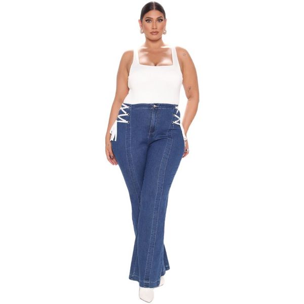 3y cross border wish amazon european and american foreign trade new oversize fashion bandage micro pull jeans, Blue
3y cross border wish amazon european and american foreign trade new oversize fashion bandage micro pull jeans, Blue