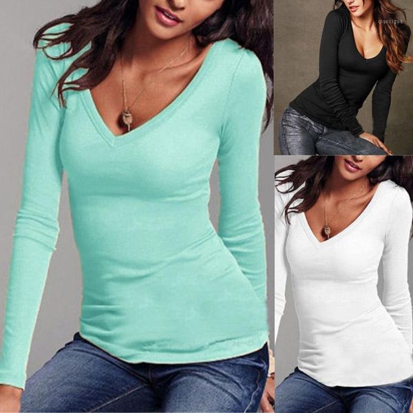 women long sleeve t-shirt v-neck slim fit warm autumn spring basic t-shirts ql sale1, White
women long sleeve t-shirt v-neck slim fit warm autumn spring basic t-shirts ql sale1, White