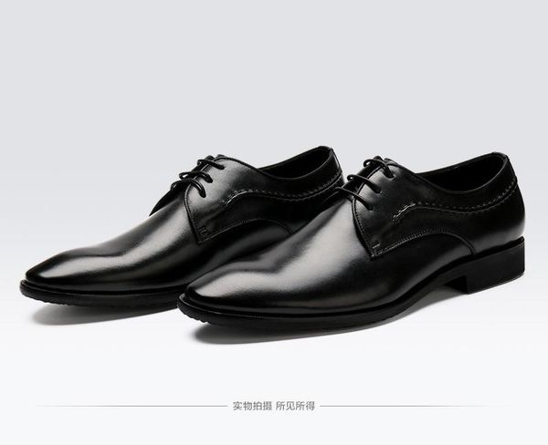 men shoes business formal wear leather shoes pointed toe-style cowhide work wear wedding, Black
men shoes business formal wear leather shoes pointed toe-style cowhide work wear wedding, Black