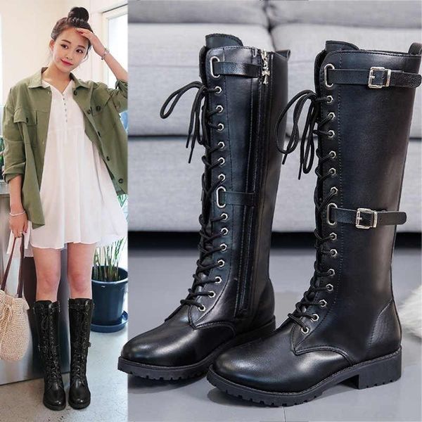boots leather platform high heel women's lace up autumn and winter fashion motorcycle shoes knee, Black
boots leather platform high heel women's lace up autumn and winter fashion motorcycle shoes knee, Black