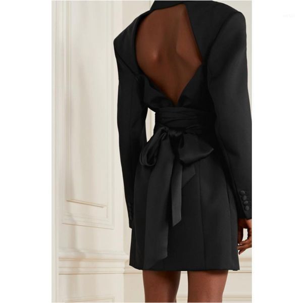 blazer 10.18 women backless high end fashion hollow out ribbon notched collar single breasted solid color mini dress1, Black;gray
blazer 10.18 women backless high end fashion hollow out ribbon notched collar single breasted solid color mini dress1, Black;gray