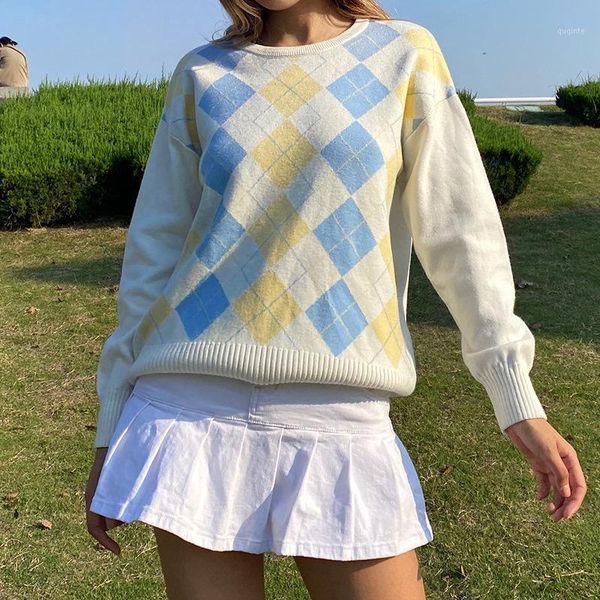 sweet long sleeve pullover women argyle v neck fashion sweater 2020 autumn winter woman y2k plaid jumper knitwear1, White;black
sweet long sleeve pullover women argyle v neck fashion sweater 2020 autumn winter woman y2k plaid jumper knitwear1, White;black