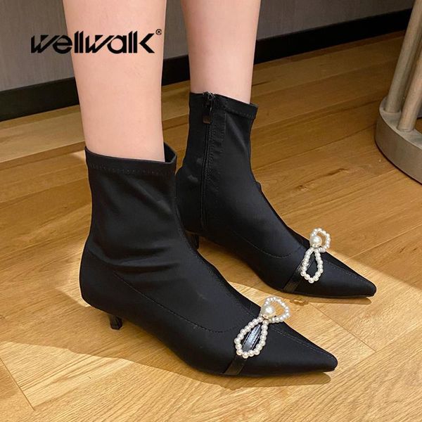 boots pearl stretch women heels shoes pointed toe women's ankle low heel female dress autumn booties, Black
boots pearl stretch women heels shoes pointed toe women's ankle low heel female dress autumn booties, Black