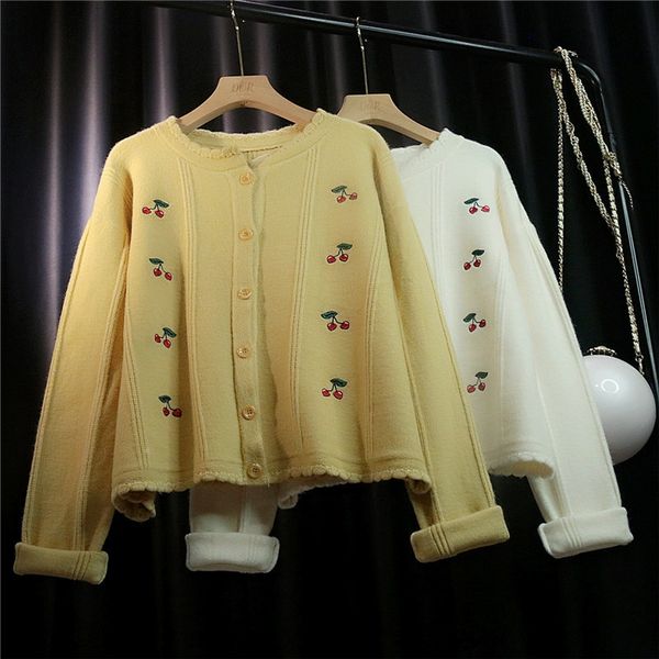 autumn and winter 2020 new cherry sweater embroidery thorn embroidery korean knitted cardigan women loose large sweet sweater women beuk5 be, White;black
autumn and winter 2020 new cherry sweater embroidery thorn embroidery korean knitted cardigan women loose large sweet sweater women beuk5 be, White;black