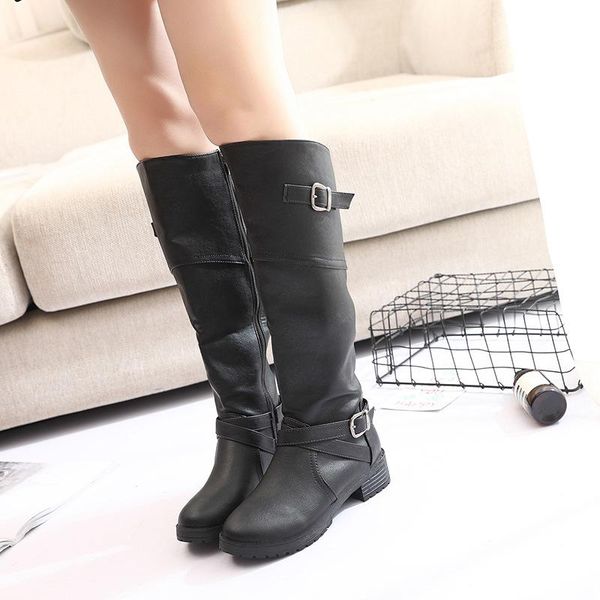 new autumn winter mid-calf women boots flats heels warm plush pu leather boots knee high, Black
new autumn winter mid-calf women boots flats heels warm plush pu leather boots knee high, Black