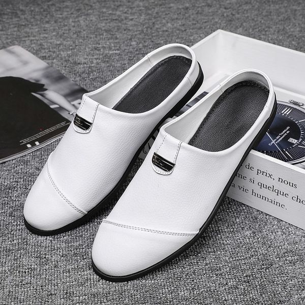 men summer new fashion handsewn casual mules hombre breathable comfy leather half loafer slippers male slip-on half leisure shoe, Black
men summer new fashion handsewn casual mules hombre breathable comfy leather half loafer slippers male slip-on half leisure shoe, Black