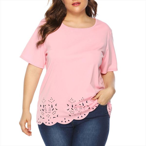 elegant blouse women round collar casual hollow out solid color summer short sleeve plus size blouse camisa mujer 10, White
elegant blouse women round collar casual hollow out solid color summer short sleeve plus size blouse camisa mujer 10, White