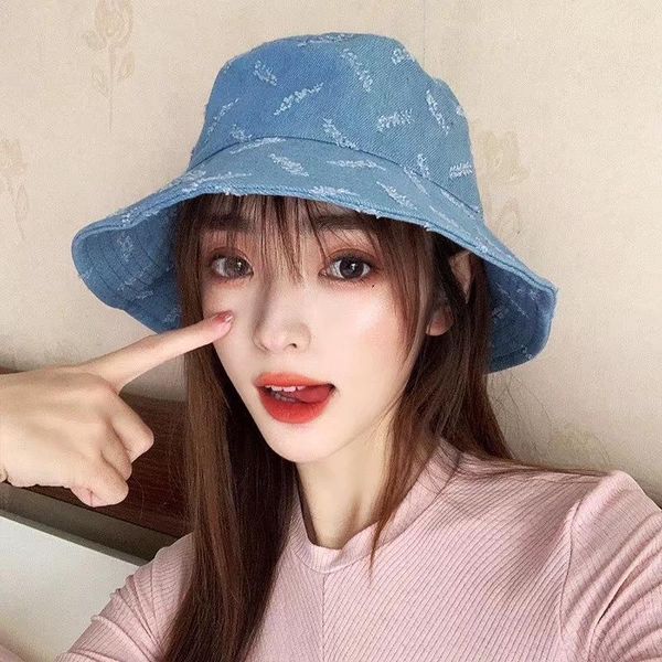 wide brim hats japanese women spring and summer denim bucket hat, Blue;gray
wide brim hats japanese women spring and summer denim bucket hat, Blue;gray