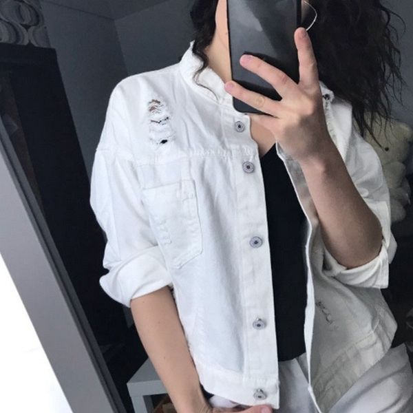 streetwear female white black jean brushed ripped denim thin autumn clothes harajuku jacket women y200101, Black;brown
streetwear female white black jean brushed ripped denim thin autumn clothes harajuku jacket women y200101, Black;brown