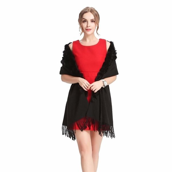 qiushan classic womens woolen shawls with rabbit fur pompoms tassels decoration fashion lady solid wool poncho outwear stoles y201024, Blue;gray
qiushan classic womens woolen shawls with rabbit fur pompoms tassels decoration fashion lady solid wool poncho outwear stoles y201024, Blue;gray