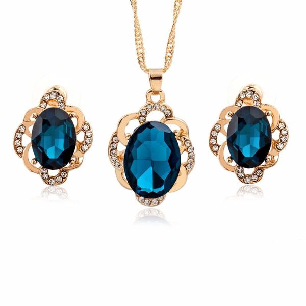 black blue sections oval rhinestone shiny crystal necklace & earrings golden jewelry sets for women, Silver
black blue sections oval rhinestone shiny crystal necklace & earrings golden jewelry sets for women, Silver