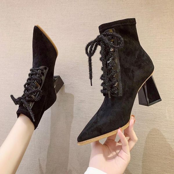 women boots high heels pointe shoes luxury designer booties ladies round toe boots-women stiletto pointy low rubber, Black
women boots high heels pointe shoes luxury designer booties ladies round toe boots-women stiletto pointy low rubber, Black