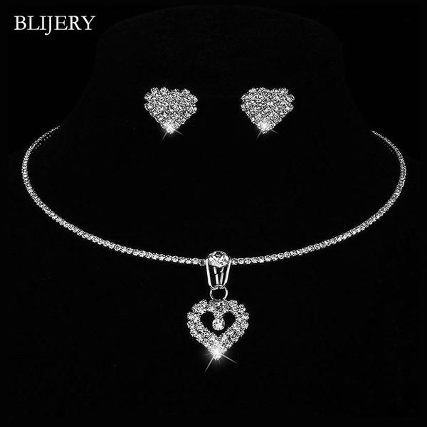 earrings & necklace blijery sparkling crystal bridal wedding jewelry set rhinestone heart choker for women african, Silver
earrings & necklace blijery sparkling crystal bridal wedding jewelry set rhinestone heart choker for women african, Silver