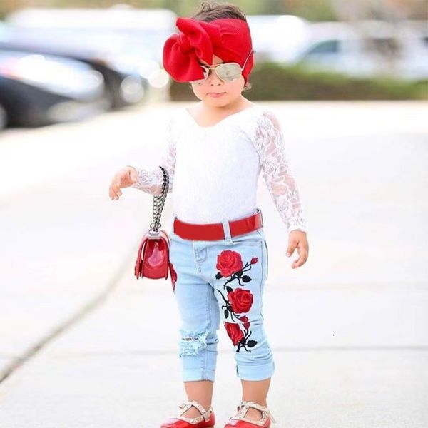 new arrival girls fashion lace rose jeans 2 piece set headband ins european style children's clothing suit 1-6 yeas y200525, White
new arrival girls fashion lace rose jeans 2 piece set headband ins european style children's clothing suit 1-6 yeas y200525, White