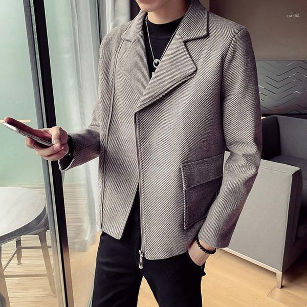 men's wool & blends 2021 fashion men autumn winter windbreaker solid color slim short woolen coat male casual warm large size d1601, Black
men's wool & blends 2021 fashion men autumn winter windbreaker solid color slim short woolen coat male casual warm large size d1601, Black