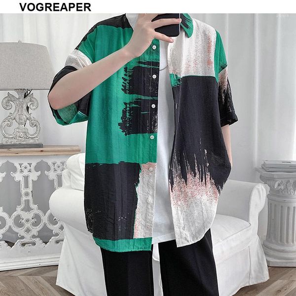 summer hipster korean fashion color block shirts button down men's harajuku trend short sleeved loose casual shirt -3xl1, White;black
summer hipster korean fashion color block shirts button down men's harajuku trend short sleeved loose casual shirt -3xl1, White;black