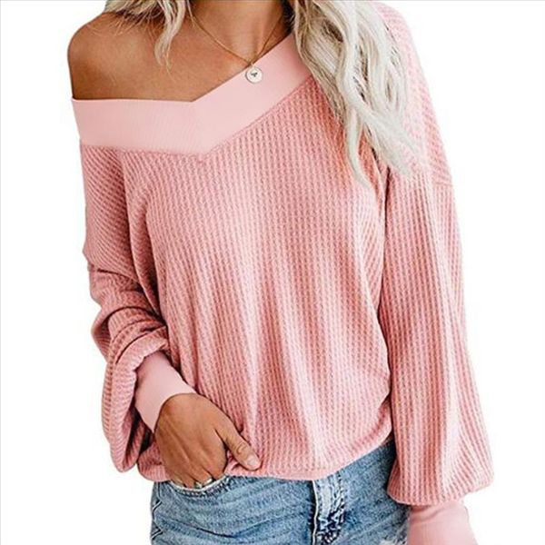 v neck knitted sweaters autumn thin long sleeve knitwear waffle pullover one shoulder off loose sweater jumper wdc3290, White;black
v neck knitted sweaters autumn thin long sleeve knitwear waffle pullover one shoulder off loose sweater jumper wdc3290, White;black