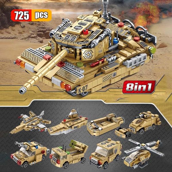 725pcs military 8in1 transformation tank ww2 army action figures vehicle model building block kits kids educational toys gift qylaqu mywjqq
725pcs military 8in1 transformation tank ww2 army action figures vehicle model building block kits kids educational toys gift qylaqu mywjqq