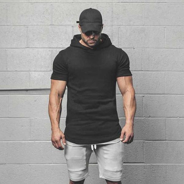 mens bodybuilding hoodies men gyms hooded short sleeve fitness clothing muscle t shirt slim solid cotton pullover sweatshirt, White;black 
mens bodybuilding hoodies men gyms hooded short sleeve fitness clothing muscle t shirt slim solid cotton pullover sweatshirt, White;black