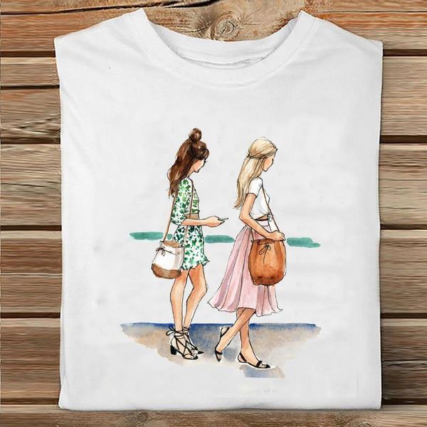 women short sleeve happy time trend clothing cartoon sister friends clothes print tshirt female tee ladies graphic t-shirt, White
women short sleeve happy time trend clothing cartoon sister friends clothes print tshirt female tee ladies graphic t-shirt, White