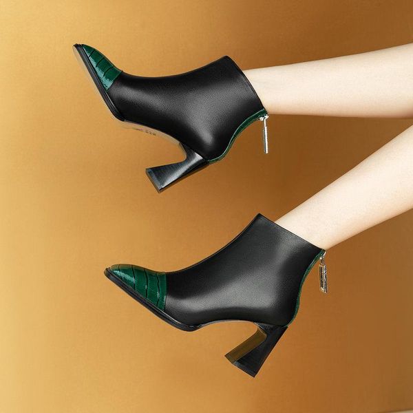 elegant ankle boots mixed colors genuine leather ladies boots autumn winter shoes woman zipper office lady working, Black
elegant ankle boots mixed colors genuine leather ladies boots autumn winter shoes woman zipper office lady working, Black