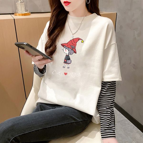 2020 spring and autumn new korean style cartoon printing super fire striped stitching coat fake two-piece bottoming for women np9u8, White
2020 spring and autumn new korean style cartoon printing super fire striped stitching coat fake two-piece bottoming for women np9u8, White