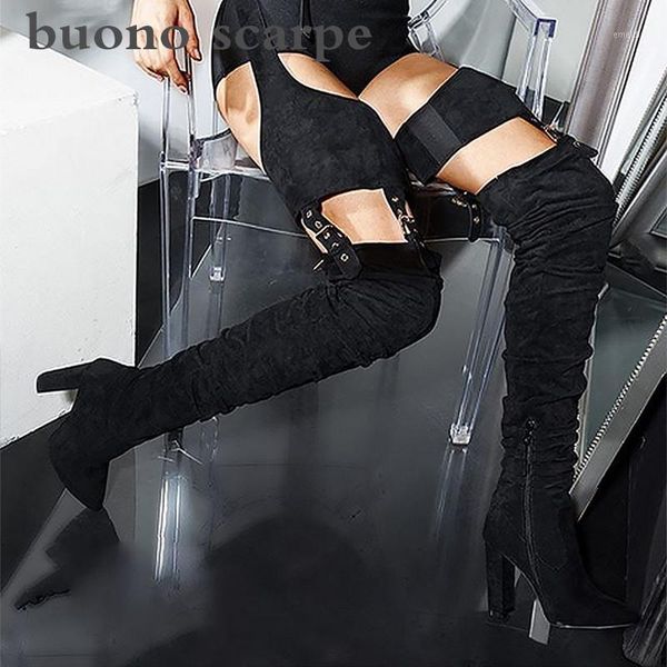 women boots belt buckle folds personality women's boots high-heeled knee long1, Black
women boots belt buckle folds personality women's boots high-heeled knee long1, Black