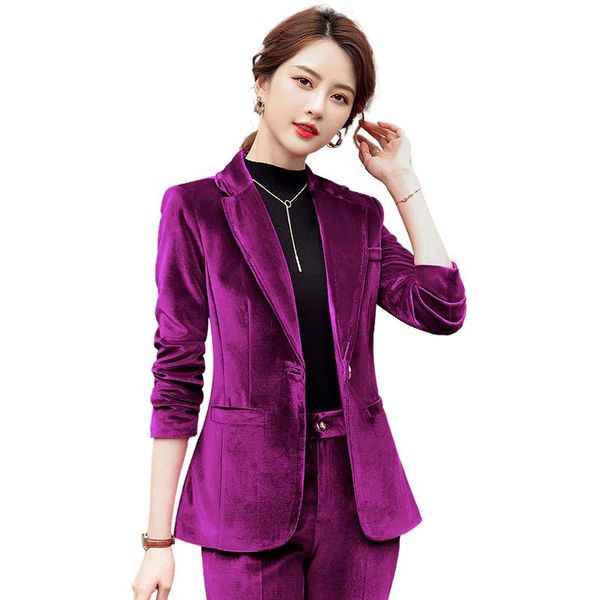 plus size women's s-4xl2021 autumn and winter new temperament fashion professional suit pants 2-piece gold velvet suit women, White
plus size women's s-4xl2021 autumn and winter new temperament fashion professional suit pants 2-piece gold velvet suit women, White