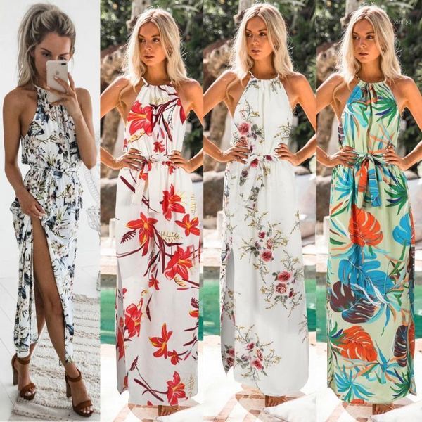 boho dress fashion floral print long dress high slit halter sleeveless bandage decor ladies bodycon party1, Black;gray
boho dress fashion floral print long dress high slit halter sleeveless bandage decor ladies bodycon party1, Black;gray
