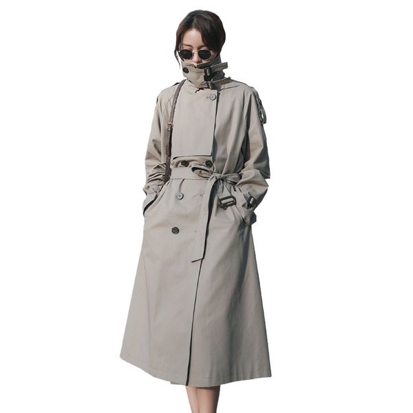 2021 new women's trench coat spring new long korean fashion loose pure double breasted british jacket style 28m 84no, Black;brown
2021 new women's trench coat spring new long korean fashion loose pure double breasted british jacket style 28m 84no, Black;brown