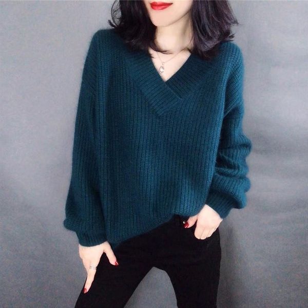 v-neck women autumn sweater knitted lantern sleeve cashmere female pullover solid ladies elegant pull femme y200116, White;black
v-neck women autumn sweater knitted lantern sleeve cashmere female pullover solid ladies elegant pull femme y200116, White;black