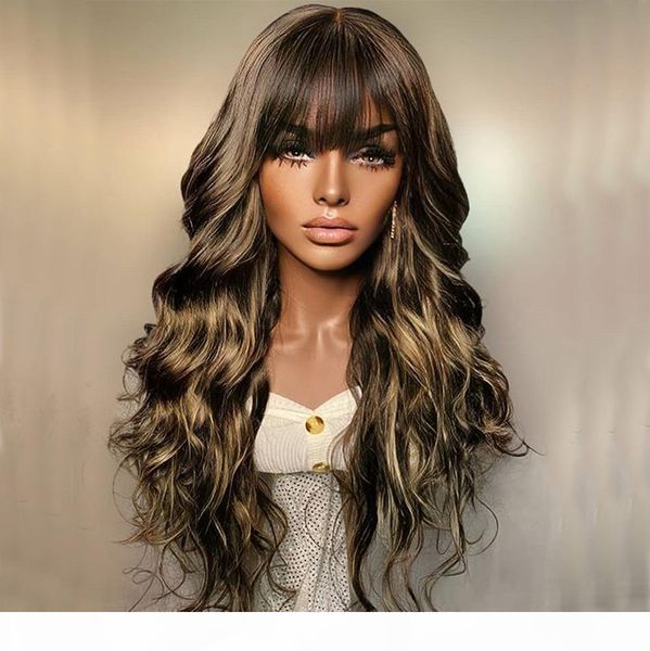 highlights body wave human hair wigs with bangs 360 lace frontal brazilian remy hair blonde lace front wig fringe wig, Black
highlights body wave human hair wigs with bangs 360 lace frontal brazilian remy hair blonde lace front wig fringe wig, Black