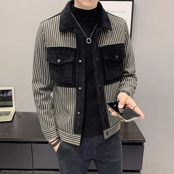 mens wool trench coat striped casual jacket 2020 autumn winter warm steetwear windbreaker big pocket outwear ropa de hombre, Black
mens wool trench coat striped casual jacket 2020 autumn winter warm steetwear windbreaker big pocket outwear ropa de hombre, Black