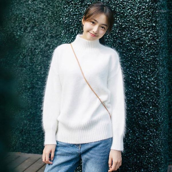new europe women 100% real mink cashmere sweater female turtleneck sweater loose style fluffy jn5241, White;black
new europe women 100% real mink cashmere sweater female turtleneck sweater loose style fluffy jn5241, White;black