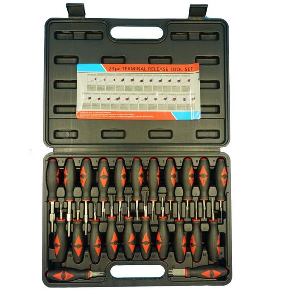 23pcs electrical terminal connector release removal tool set kit auto repair tool for auto electronic component disassembly work
23pcs electrical terminal connector release removal tool set kit auto repair tool for auto electronic component disassembly work